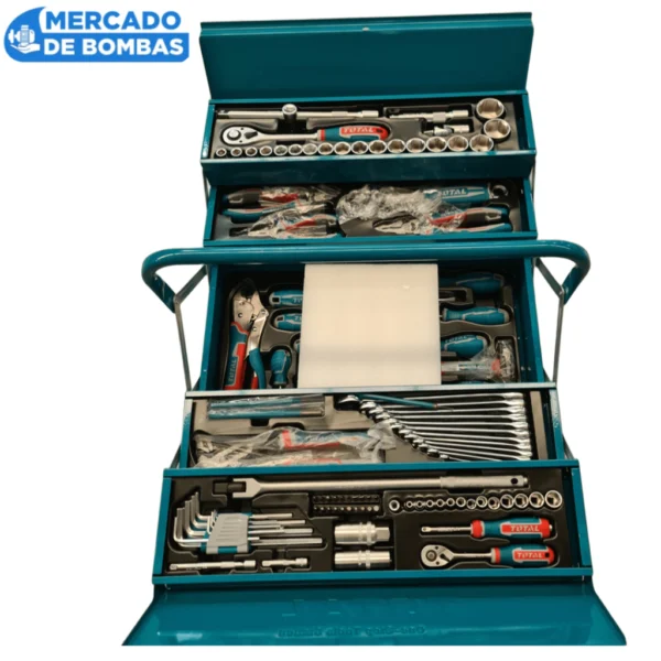 Caja De Herramientas Manuales 108 piezas TOTAL THTCS121081 Profesional Color Turquesa - Imagen 2