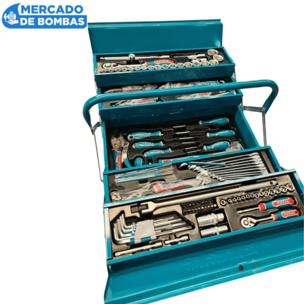 Caja De Herramientas Manuales 108 piezas TOTAL THTCS121081 Profesional Color Turquesa