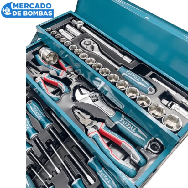 Caja De Herramientas Manuales 108 piezas TOTAL THTCS121081 Profesional Color Turquesa - Imagen 4