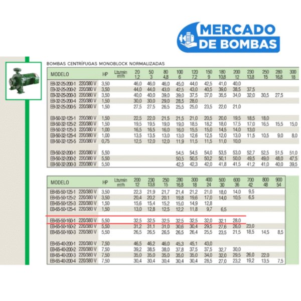Bomba Centrifuga Monoblock CZERWENY EB-65-50-160-1 - Imagen 2