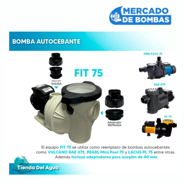 Bomba Piletera Autocebante LACUS FIT-75 - 0.75 HP - Imagen 2
