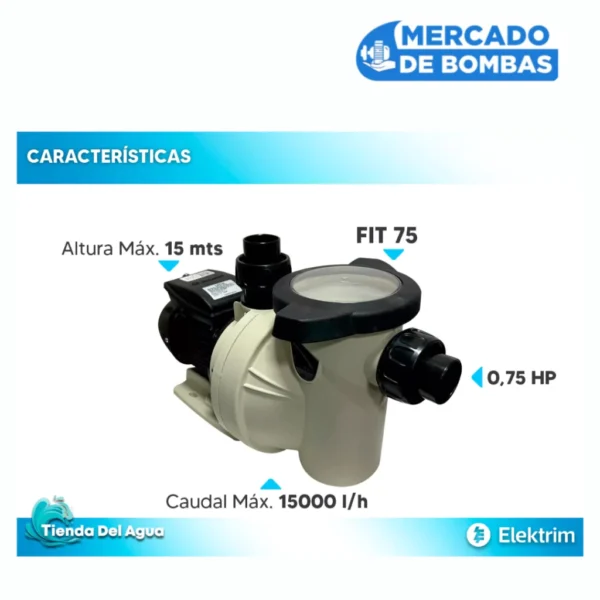 Bomba Piletera Autocebante LACUS FIT-75 - 0.75 HP - Imagen 3