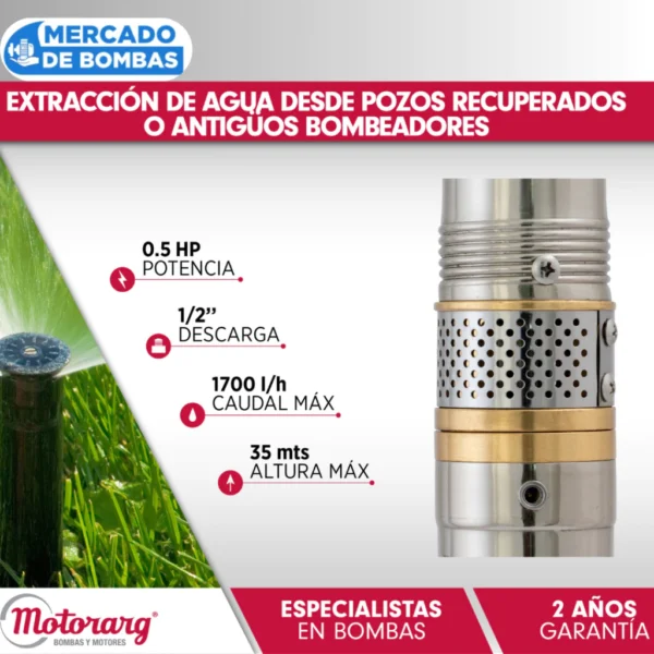 Electrobomba Sumergible MOTORARG MICRA 212 - 0,5hp - Imagen 5