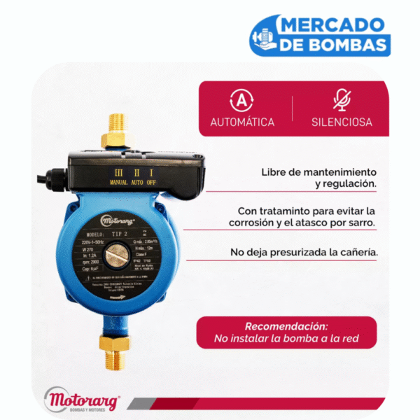 Bomba Presurizadora MOTORARG TIP-2 - 0.36 HP - Imagen 4