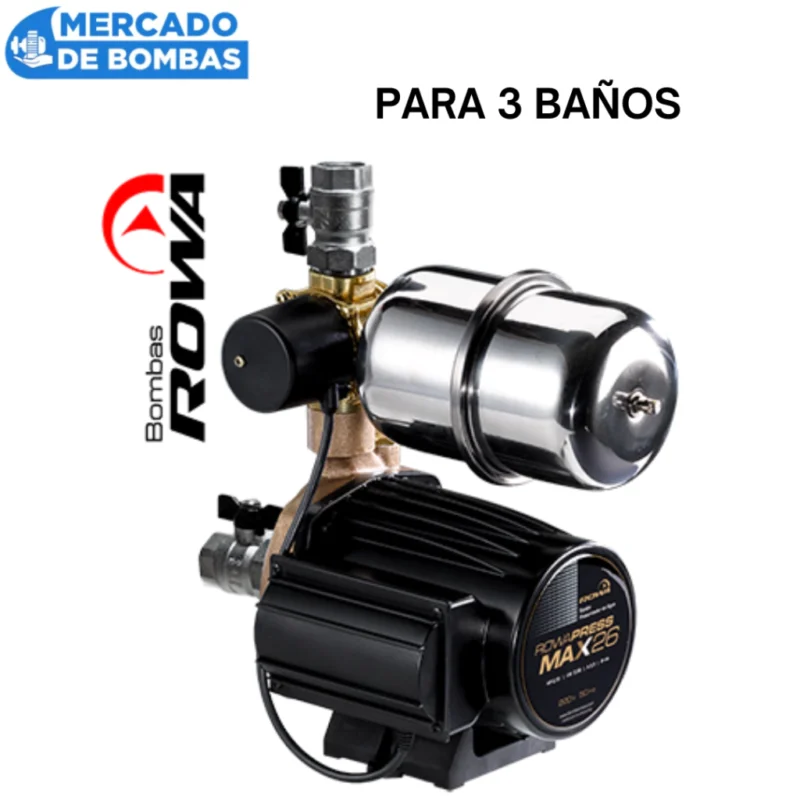 Bomba Presurizadora Maxpress 26 - 0,75 hp - Tanque Elevado o Cisterna - 3 Plantas y 3 Duchas