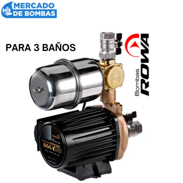 Bomba Presurizadora Maxpress 26 - 0,75 hp - Tanque Elevado o Cisterna - 3 Plantas y 3 Duchas - Imagen 2