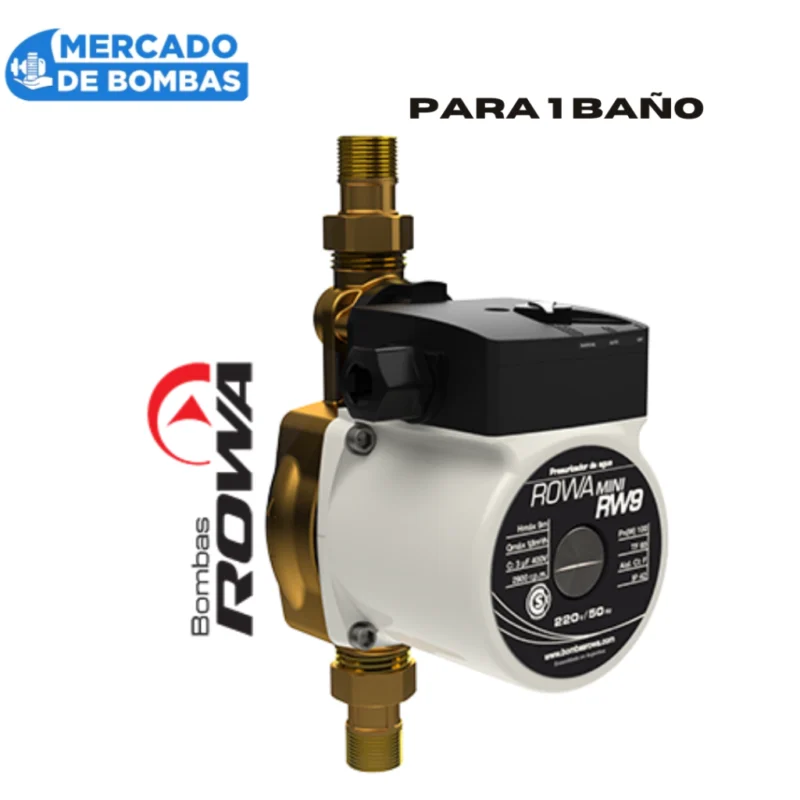 Bomba Presurizadora ROWA MINI RW 9 BRONCE - 0,13hp - Para 1 Ducha - Tanque Elevado