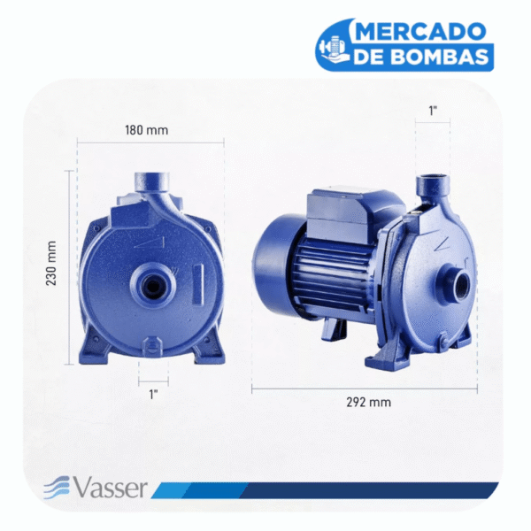 Bomba Centrifuga VASSER QC 100 - 1 HP - Imagen 2